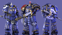 Ultramarines con servoarmadura Mk. III Hierro (fanart por Yare Yare Dong).