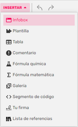El botón de inserción de infoboxes en el editor visual.