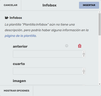 Insertar plantilla (parámetros)