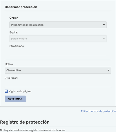 Protección de página (creación)