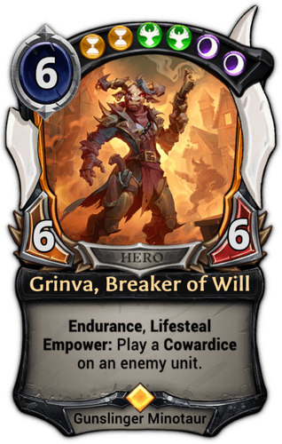 Grinva, Breaker of Will card