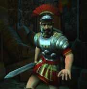 Pious Agustus wielding a Gladius.