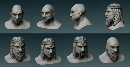 Heads of male dwarves