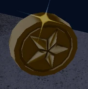 A gold coin when in first person.