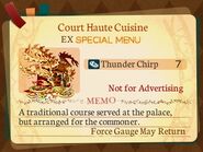 Special Menu. Court Haute Cuisine
