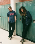 Dominic Fike and Zendaya on the set of "Out of Touch." This photo was posted on the official Euphoria Instagram.