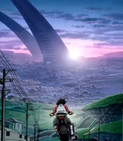 Renton riding his motorcycle into BellForest.