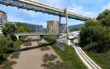 Resita Sud railway station with the Barzava river