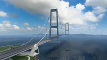 The Great Belt Bridge () connects the Danish isles of Fyn and Sjælland.