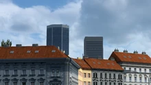 Building on the left.