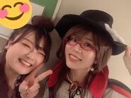 Mie with Akico Niwa, who is cosplaying as Sumireko Usami.