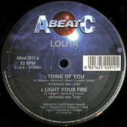 Vinyl side A, for "Think Of You" and "Light Your Fire"