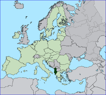 Mapa Albanii w Europie