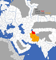 "Map showing Timurid Empire's starting position in 1492"