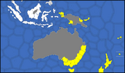 "Map showing Australian and Pacific provinces English countries will try to colonise"