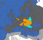 Map showing Austria's starting position in 1773