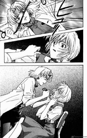 Ritsuko strangle Rei (manga)