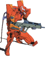 Evangelion Unit 02 with rifle