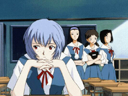 Hikari with her classmates after Misato's arrival to school