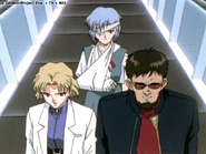 Rei with Gendo and Ritsuko