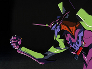 Evangelion Unit-01 holds Kaworu in its hand