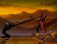 Bardiel attacking an unwilling Shinji