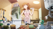 Shikinami Asuka Langley cocinando para Shinji kun