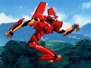 Evangelion Unit-02 running to stop Sahaquiel