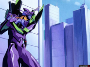 Evangelion Unit-01 prepares to shoot Leliel