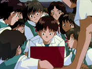 Shinji gets the attention of the whole class