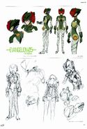 Mari First Plugsuit Settei and rough draft by Yoshiyuki Sadamoto for Evangelion 2.0.