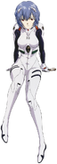 Rei wearing plugsuit 00 in Neon Genesis Evangelion.