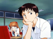 Asuka behind Shinji in class