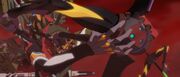 Unit-02 fends off wave of Arm Units.