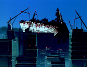 The wreckage left by Ramiel after defeat.
