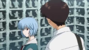 Shinji talks to Rei