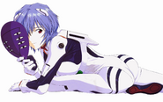 Artwork of Rei with a Lilith mask Evangelion Chronicle: Illustrations.