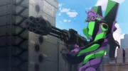 Unit-01 armed with the Gatling Gun