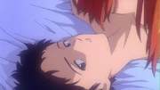 Previously inside Instrumentality, Asuka is on top of Shinji in a very sexually suggestive scene. Shinji is now on top of Asuka, in a reverse parallel.