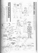 Kensuke Aida and Tōji Suzuhara lineart settei for Neon Genesis Evangelion (anime).