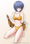 Artwork of Rei in a bikini by Shinichi Hamaya.