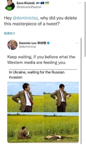 俄羅斯發兵後，李梓敬刪去有關改圖，隨即被外國人權分子和網民翻舊帳。
