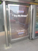 影射民建聯立法會議員陳克勤於2008的當選感言「Try Our Breast」