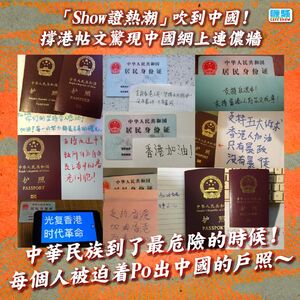 中國人民「show證」力撐港人抗爭