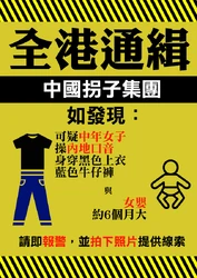 網民製作「全港通輯中國拐子集團」海報（《蘋果日報》上報版）