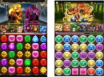 《Puzzle & Dragons》（右）及《神魔之塔》（左）介面比較圖片