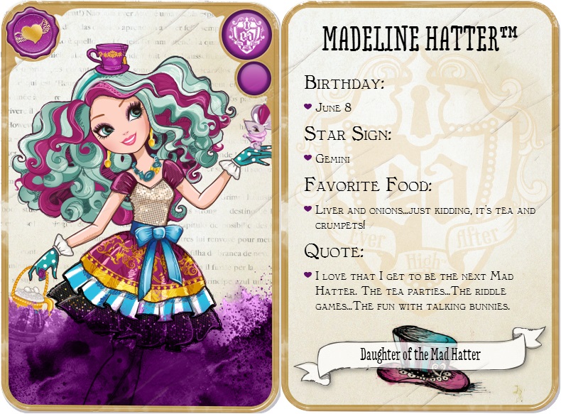 Maddie filha do chapeleiro maluco em Ever After High Detalhes  Filha do chapeleiro  maluco, Alice no pais das maravilhas, Chapeleiro maluco