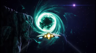 A Colonial Sentinel flying into a wormhole, seen in the Encounters trailer.