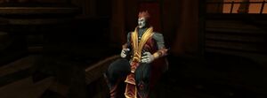 Lord Shinnok sitting on his Throne.