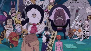 Zombies created by Moria’s devil fruit abilities and Dr. Hogback’s surgical skills to stitch corpses (One Piece).